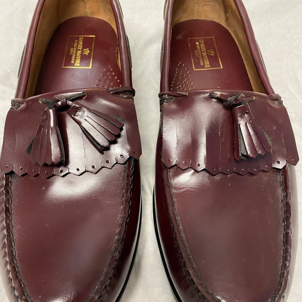 Stuart McGuire Tassel Loafers Mens 13 EEE Burgundy Leather Slip On Dress Shoes - Picture 16 of 16
